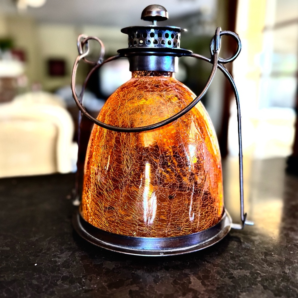 ~~ ~~ SOLD ~~ ~~   Amber Glass Lantern